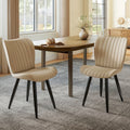 Roomfitters Set Of 2 Mid Century Modern Upholstered Kitchen Dining Chairs With Vertical Tufted Pu Leather And Metal Legs