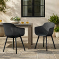 Roomfitters Set Of 2 Modern Plastic Dining Chairs With Breathable Perforated Design For Indoor And Outdoor Use Black