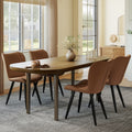 Roomfitters Set Of 4 Mid Century Modern Upholstered Dining Chairs With Vertical Channel Tufted Pu Leather And Metal Legs