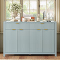 Roomfitters Sideboard Buffet Cabinet With 2 Drawers 4 Door Mid Century Modern Fluted Storage For Kitchen Dining Room Cyan