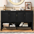 Roomfitters Sideboard Buffet Cabinet With 4 Door Mid Century Modern Geometric Storage And Open Shelf For Kitchen Dining