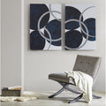 Roomfitters Silver Foil Abstract 2 Piece Canvas Wall Art Set 24X36 Inch Large Navy And Metallic Vertical Decor For Living Room