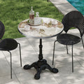Roomfitters Sintered Stone Round Dining Table With Vintage Metal Pedestal Base For Bistro Cafe Kitchen Spaces