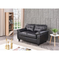 Roomfitters Sleek Loveseat Tufted Pu Leather 2 Seater Sofa Modern Padded Couch Black Architectural Legs