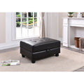 Roomfitters Sleek Ottoman Tufted Pu Leather Footrest Modern Padded Bench Black Architectural Legs