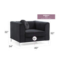 Roomfitters Sloped Arm Chair Luxury Velvet Accent Seating Channel Tufted Club Chair Silver Metal Legs