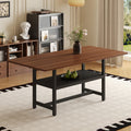 Roomfitters Spliced Dining Table With Storage Shelf Large Rectangular Kitchen Table Mdf And Metal Center Table