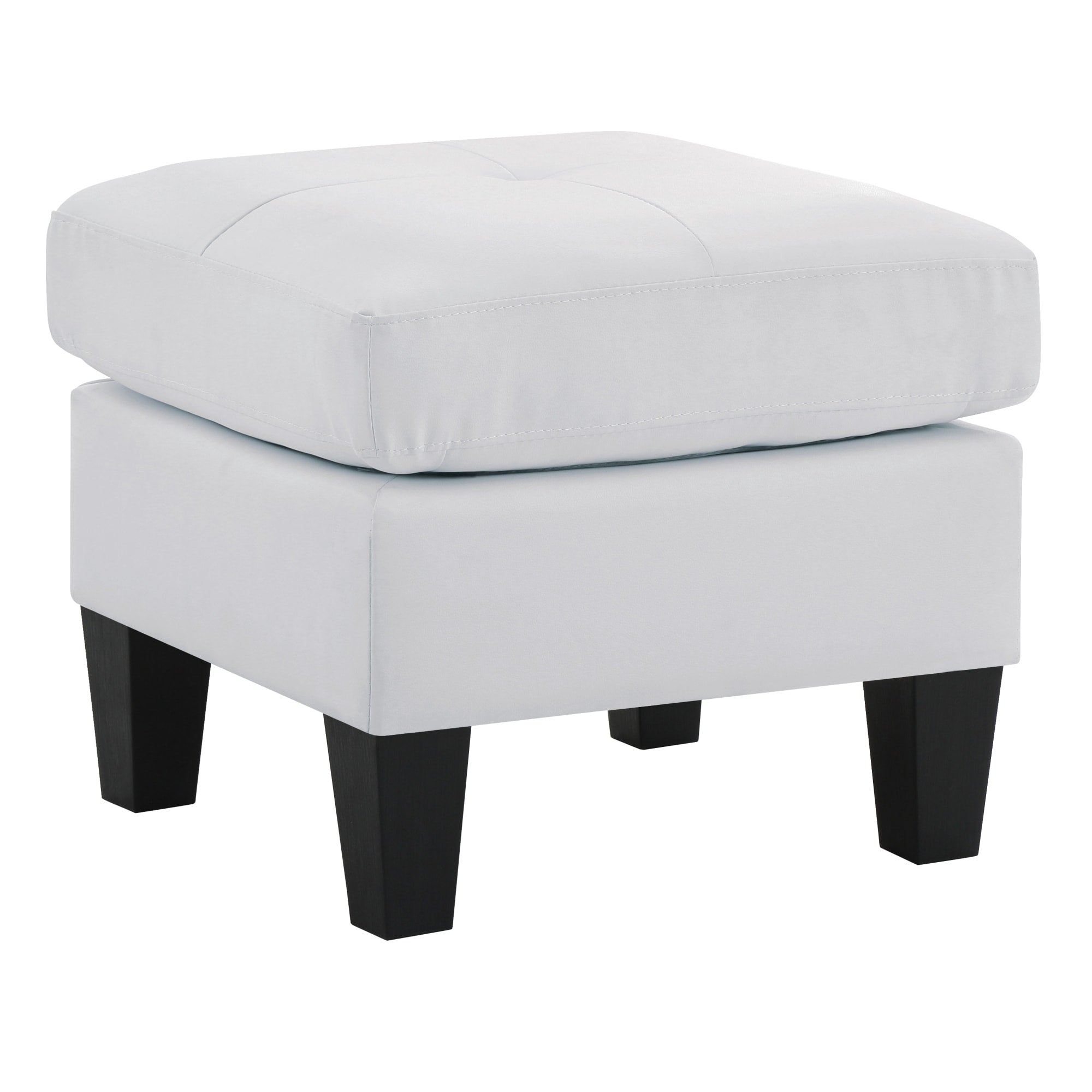Roomfitters Stylish Seating Ottoman Tufted Pu Leather Footrest Modern Compact Padded Bench Black Tapered Legs