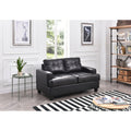 Roomfitters Stylish Transitional Black Loveseat Luxury Tufted Pu Leather 2 Seater Sofa Modern Padded Couch With Saddle Arms