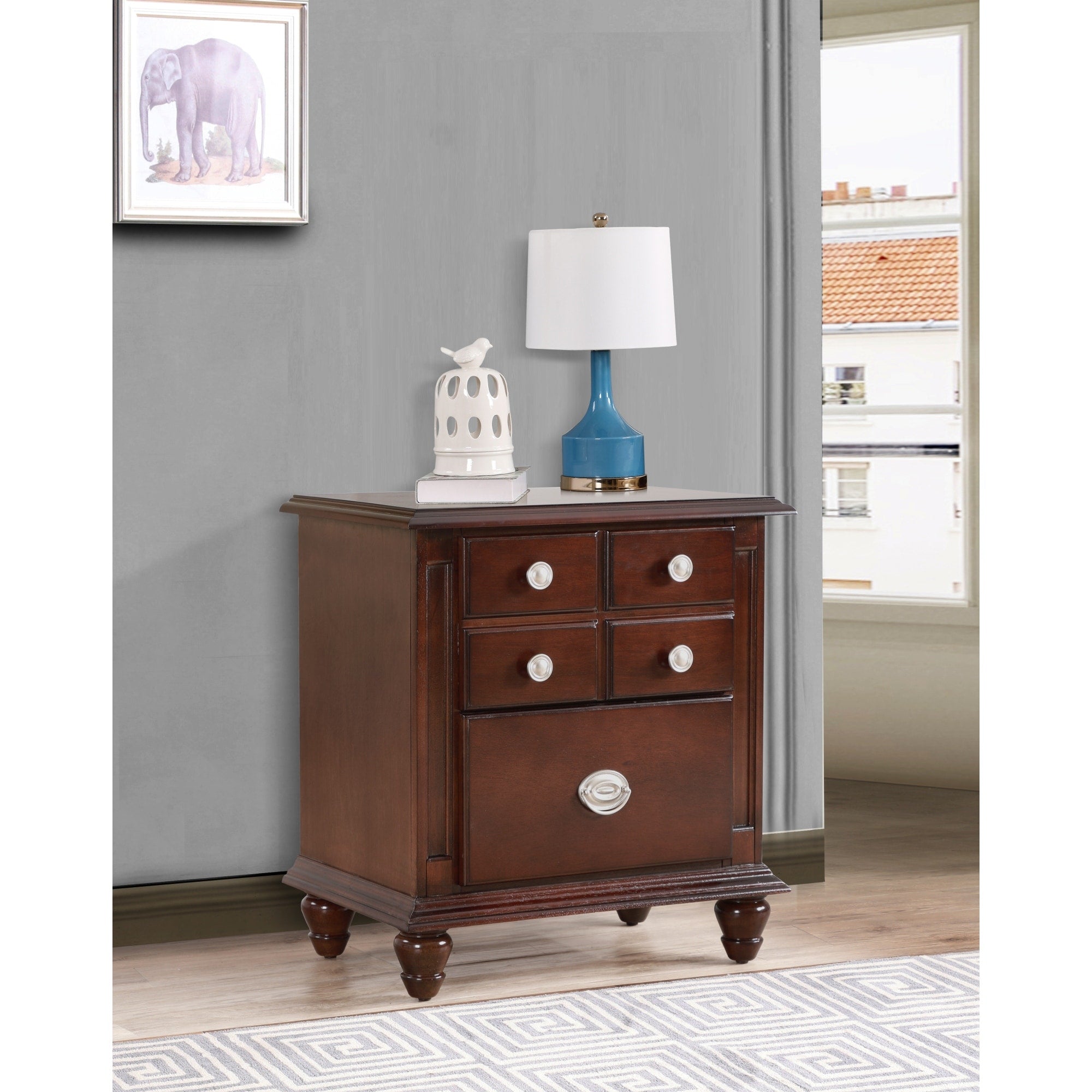 Roomfitters Summit Multi Drawer Nightstand Cappuccino Wood Grain Fully Assembled Traditional Bedroom End Table