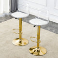 Roomfitters Swivel Bar Stools With Gold Pedestal Base Luxury Pet Backrest And Pu Leather Seats Set Of 2 Adjustable Chairs