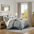 Roomfitters Teal Queen 12 Piece Comforter Set Paisley Jacquard Bedding Soft Cotton Sheets All Season Complete Bedding Set