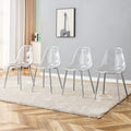 Roomfitters Transparent Crystal Dining Chair Set Of 4 Nordic Creative Makeup Stool Metal Leg Modern Plastic Armless Seating