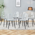 Roomfitters Transparent Crystal Dining Chair Set Of 6 Nordic Creative Makeup Stool Black Metal Leg Minimalist Seating