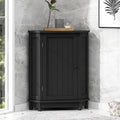 Roomfitters Triangle Corner Bathroom Cabinet Modern Mdf Storage Organizer With Adjustable Shelves And Wood Black