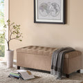 Roomfitters Tufted Top Upholstered Storage Bench Soft Close End Of Bed Ottoman Trunk With Espresso Wood Legs