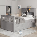 Roomfitters Twin Captain Platform Bed With Bookshelf Headboard And 4 Drawers