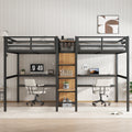 Roomfitters Twin Corner Loft Beds With Double Desk And Wardrobe Metal Frame With Power Outlets