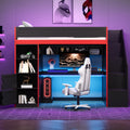 Roomfitters Twin Full Gaming Loft Bed With Desk Storage Locker And Led Lights Black