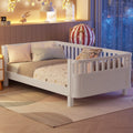 Roomfitters Twin Full Platform Bed Low Profile Mattress Foundation With Wooden Guardrails For Bedroom Or Guest Room