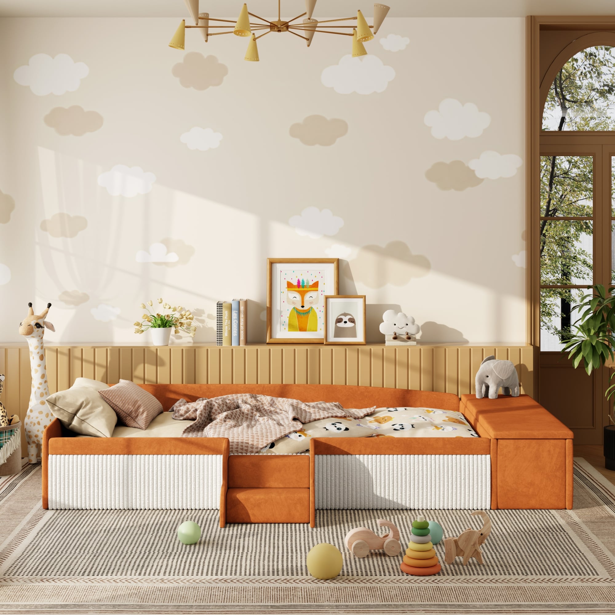 Roomfitters Twin Full Queen King Size Upholstered Daybed With Side Stairs And Gas Lift Storage Ottoman Footboard For Bedroom