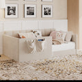 Roomfitters Twin Full Size Upholstered Daybed Sofa Bed With Side Storage Pockets And Square Tufted Backrest For Guest Room