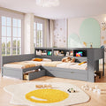 Roomfitters Twin L Shaped Platform Bed With Trundle Drawer And Charging Station