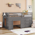 Roomfitters Twin Low Loft Bed 3 Storage Units Shelving Wood Junior Loft Bed Safety Guardrails Under Bed Play Area