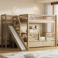 Roomfitters Twin Over Twin Bunk Bed With Slide Storage Staircase And Drawers