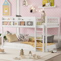 Roomfitters Twin Over Twin Bunk Bed Low Floor Loft Platform Bed And Shelf With Wooden Frame For Bedroom