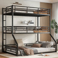 Roomfitters Twin Over Twin Over Full Metal Triple Bunk Bed Guardrails Ladders Heavy Duty 3 Tier Frame Noise Reduced