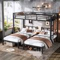 Roomfitters Twin Over Twin Twin Metal Triple Bunk Bed Bedside Table Storage Shelf L Shaped 3 In 1 Triple Bed Frame