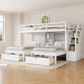 Roomfitters Twin Over Twin And Twin Triple Bunk Bed With Drawers And Storage Shelves