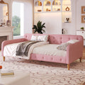 Roomfitters Twin Size Upholstered Daybed Frame With Button Tufted Backrest Mid Century Sofa Bed With Wood Legs