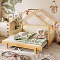 Roomfitters Twin Wood House Bed Padded Safety Rails Treehouse Frame Modern Kids Bed With Upholstered Headboard