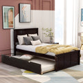 Roomfitters Twin Wood Platform Bed With Pull Out Trundle Espresso Finish