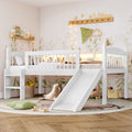 Roomfitters Twin Xl Low Loft Bed With Storage Shelves And Led Lights Solid Wood Frame