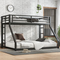 Roomfitters Twin Xl Over Queen Metal Bunk Bed Dual Ladders High Enclosure Guardrails Black Heavy Duty Bed Frame For Teens