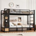 Roomfitters Twin Xl Over Twin Xl Metal Bunk Bed Wardrobe Storage Units Pegboard Black Heavy Duty Bed Frame For Teen Dorms