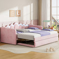 Roomfitters Twin Xl Size Upholstered Daybed Frame With Pop Up Trundle Scalloped Crown Sofa Bed With Led Lights Pink