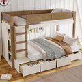 Roomfitters Twin Over Twin Full Bunk Bed With Wardrobe And 4 Drawers Solid Wood Frame