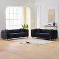 Roomfitters Two 86 Modern Upholstered Tuxedo Chesterfield Sofa Set With Gold Trim Button Back 2 Piece Couch Set