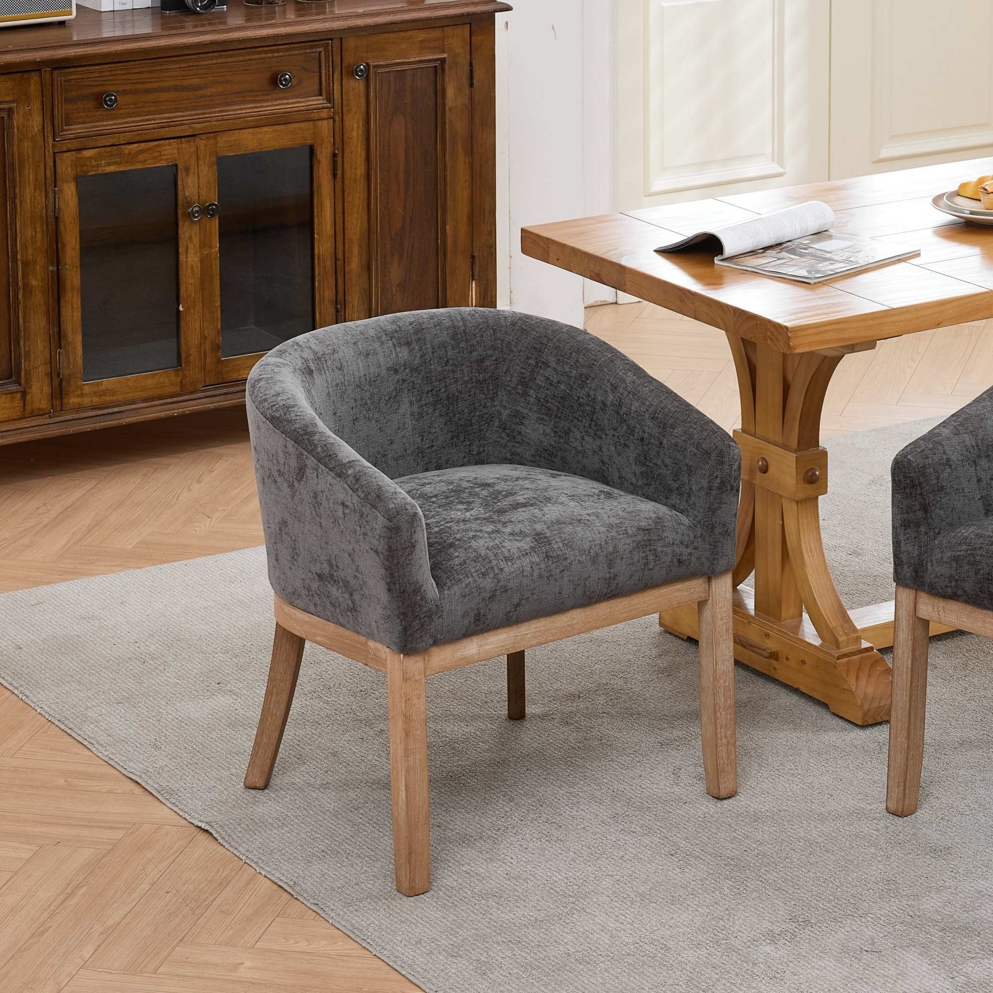 Roomfitters Upholstered Dining Chairs With Barrel Back Wood Legs Modern Accent Side Chairs For Kitchen And Living Room