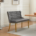 Roomfitters Upholstered Loveseat Bench With Nailhead Trim And Gold Legs Modern High Back Settee For Dining Room