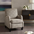 Roomfitters Upholstered Manual Push Back Recliner Armchair With Geometric Pattern And Wood Legs Beige Multi
