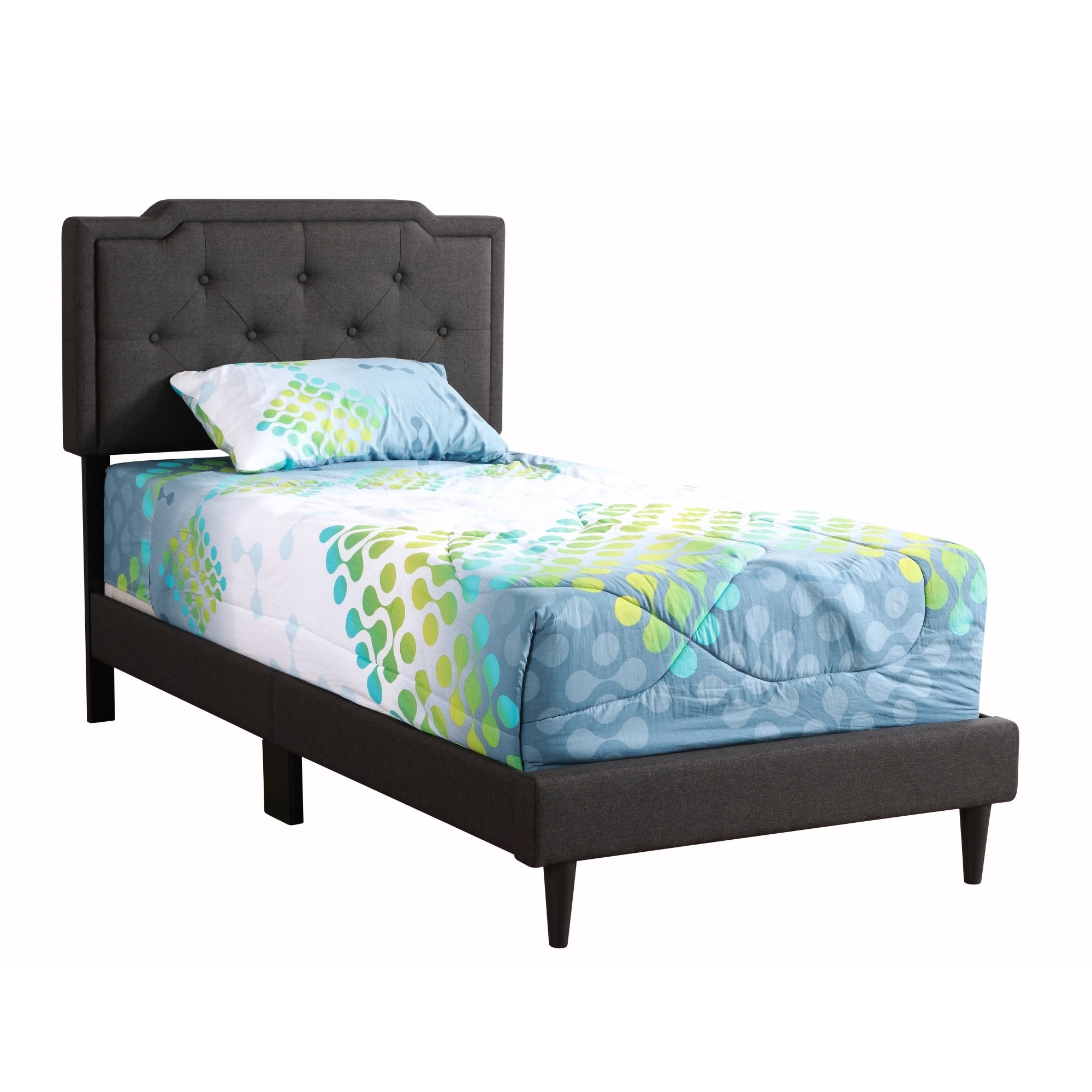 Roomfitters Upholstered Platform Bed Frame With Button Detailed Diamond Pattern Headboard No Box Spring Needed