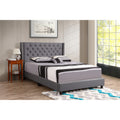 Roomfitters Upholstered Platform Bed Frame With Elegant Wingback Nailhead Trim Headboard No Box Spring Required