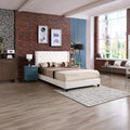Roomfitters Upholstered Platform Bed Frame With Elegant Wingback Nailhead Trim Headboard No Box Spring Required