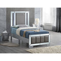 Roomfitters Upholstered Platform Bed Frame With Led Lighted Headboard And Mirrored Trim No Box Spring Needed Silver