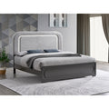 Roomfitters Upholstered Platform Bed Frame With Led Lighted Headboard Wood Slat Support No Box Spring Needed Wenge